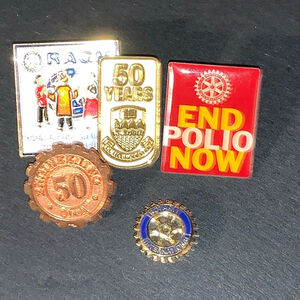 5 Rotary International Lapel Pins Gold/Blue